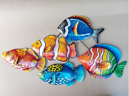 School Fish Bali Metal Wall Decor