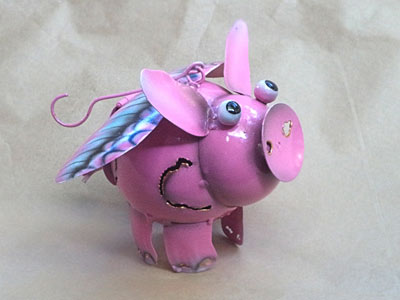 Pig Wings Bali Metal Candle Holder