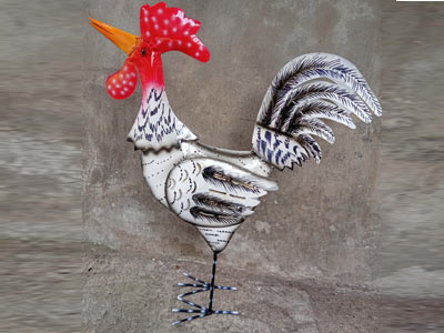 Rooster Bali Metal Candle Holder